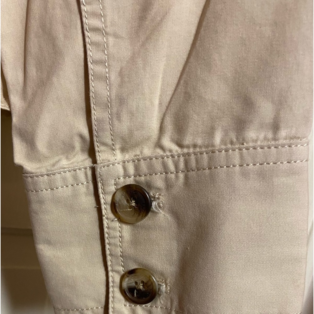 ISSAC MIZRAHI Khaki Button Down Utility Jacket 4 Button Pockets Women’s Size L - Picture 5 of 7